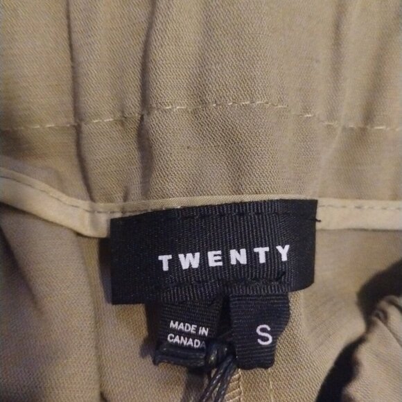 Twenty Wide Leg Pull On Trouser Pants Khaki Elastic Waist Casual Sage Green - Picture 4 of 6